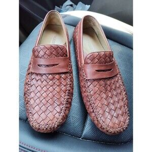 Robert Zur San Tropez Woven Leather Penny Loafers Brown Mens Size 10 M